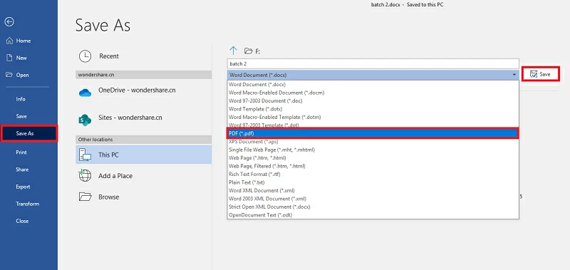 Convert Word to PDF5