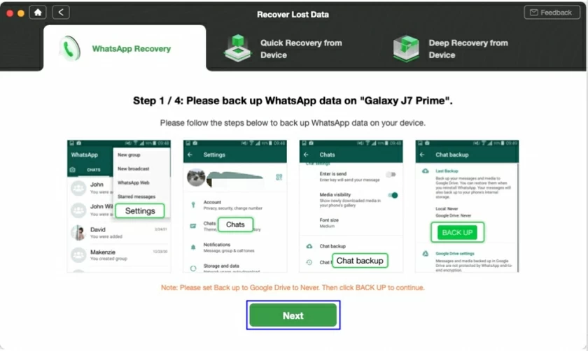 How to recover deleted photos from whatsapp Andriod7