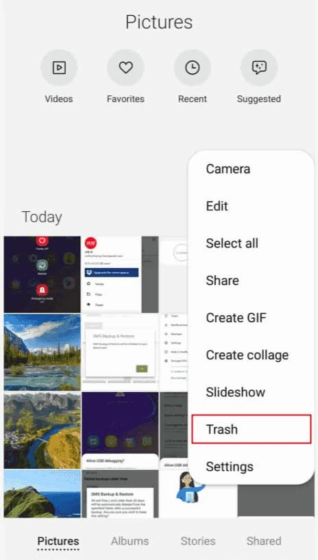 photos disappeared from samsung phone3