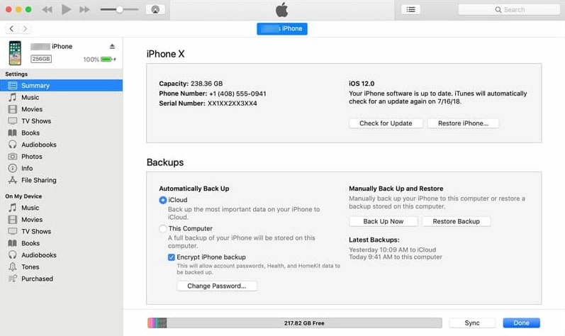 restore contacts iphone4