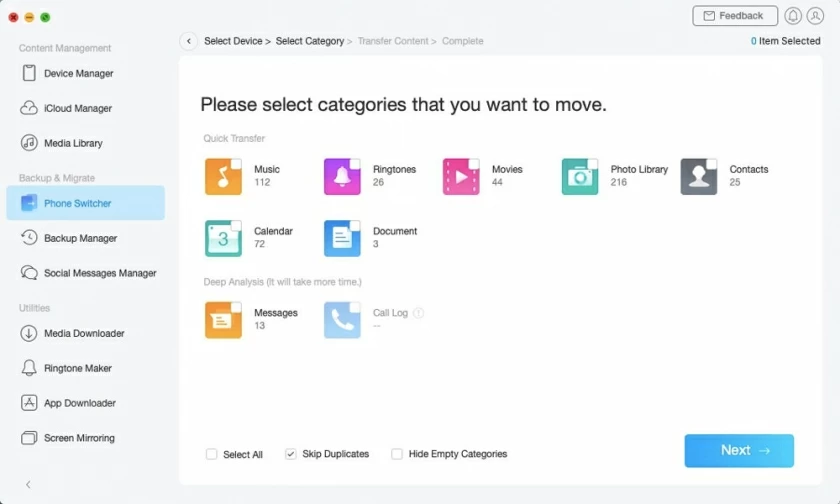 transfer data from android to iphone3